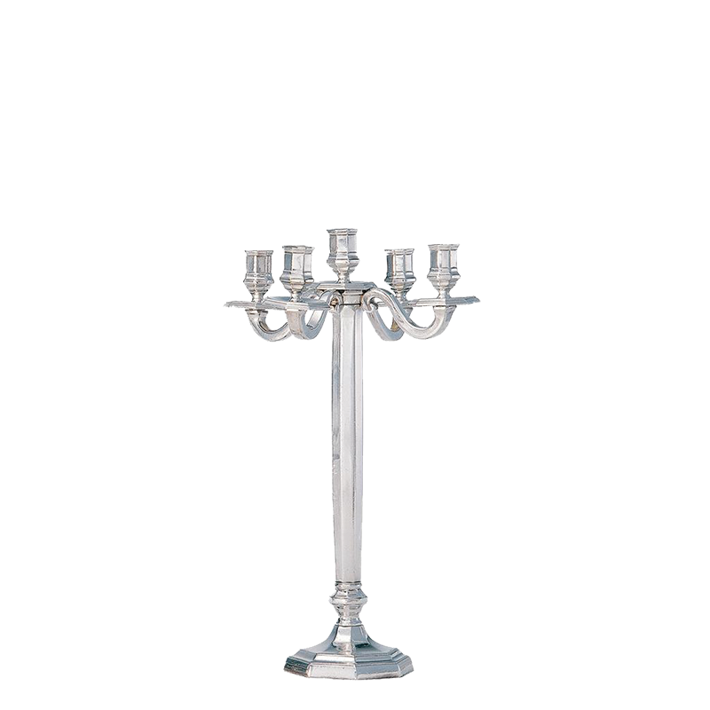 Kerzenleuchter 5-armig Octogonal Silber H 51 cm