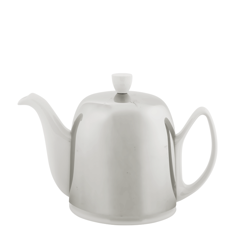 Teekanne Porzellan weiss Inox 140 cl