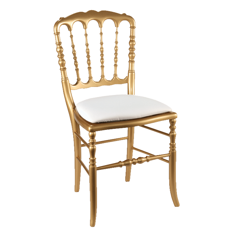 Chaise Napoléon III dorée fixe chintz blanc