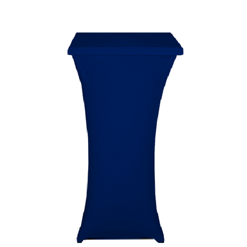 Stehtisch Stahl viereckig mit Husse blau 60 x 60 cm H 111 cm