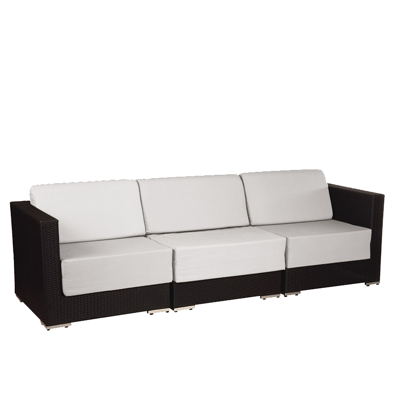 Sofa drei Plätze Lounge Grau geflochten 240 x 80 x 67 cm