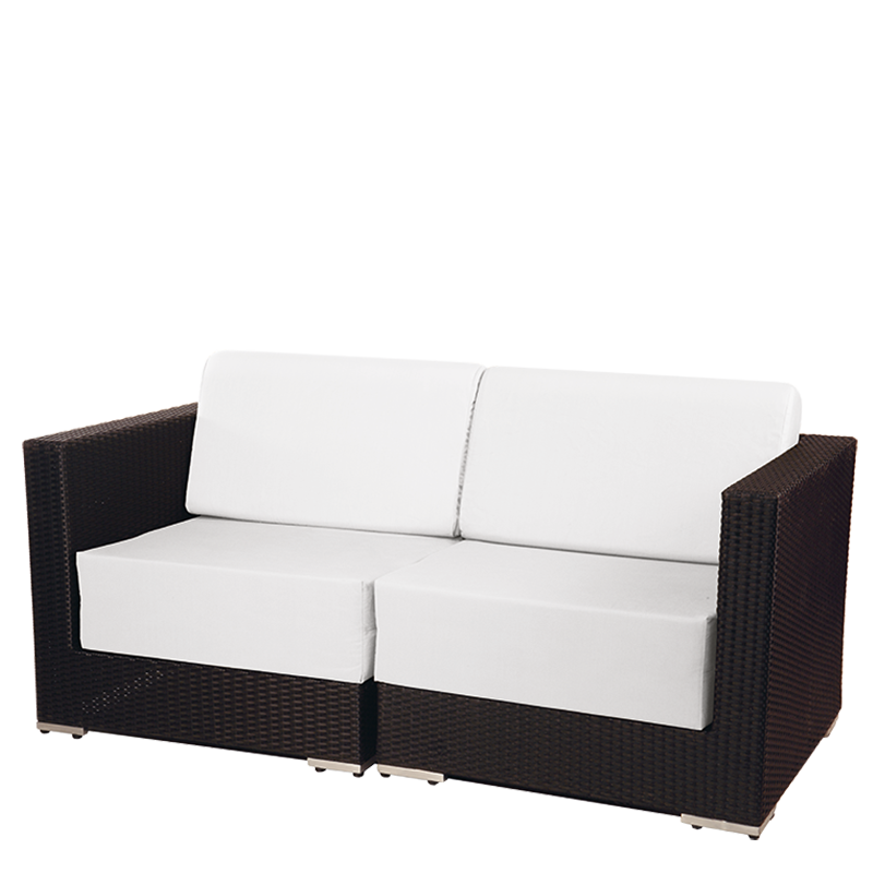 Sofa zwei Plätze Lounge Grau geflochten 160 x 80 x 67cm