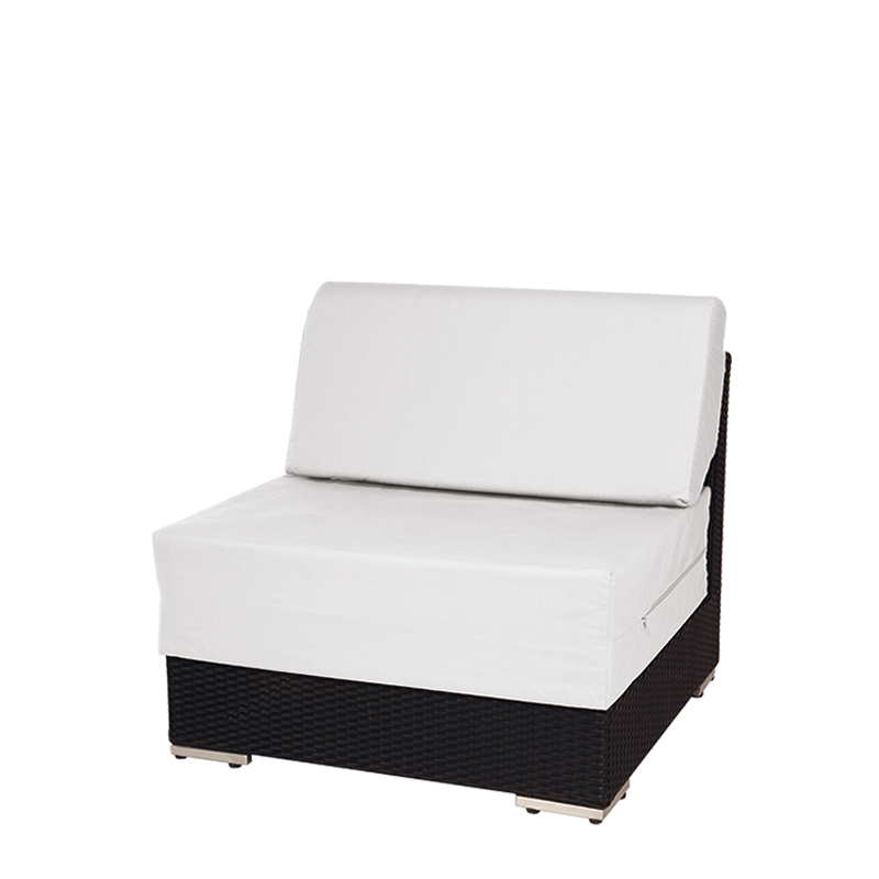 Hocker Lounge Grau geflochten 80 x 80 cm H 67 cm