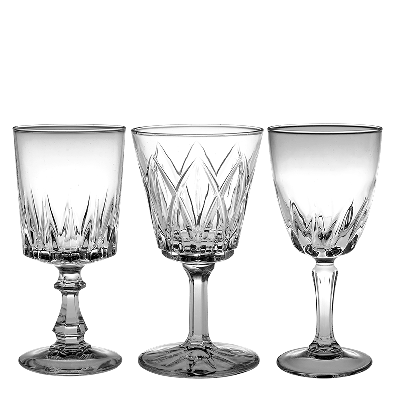 Verre à pied à eau Vintage style cristal H 16-19 cm 20-25 cl