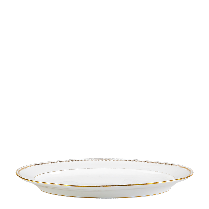 Platte oval Vintage Weiss-Gold