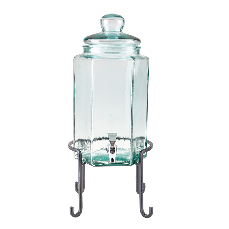 Getränkespender Vintage aus Glas mit Zapfhahn 6.6 L auf Ständer
