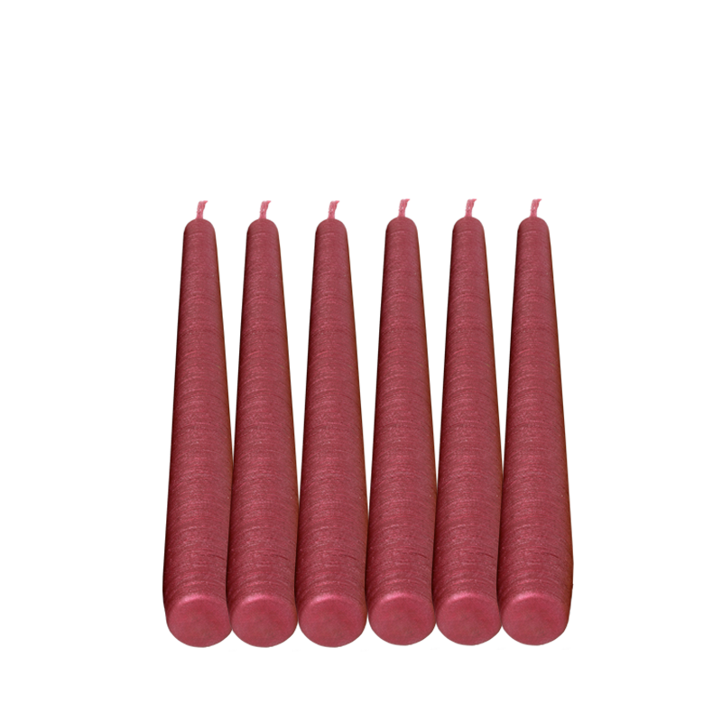 Lot de 6 bougies brossées rouge opéra H 25 cm