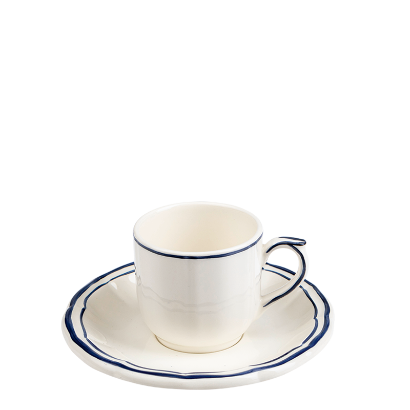 Kaffeetasse und Unterteller Gien blau 8,5 cl