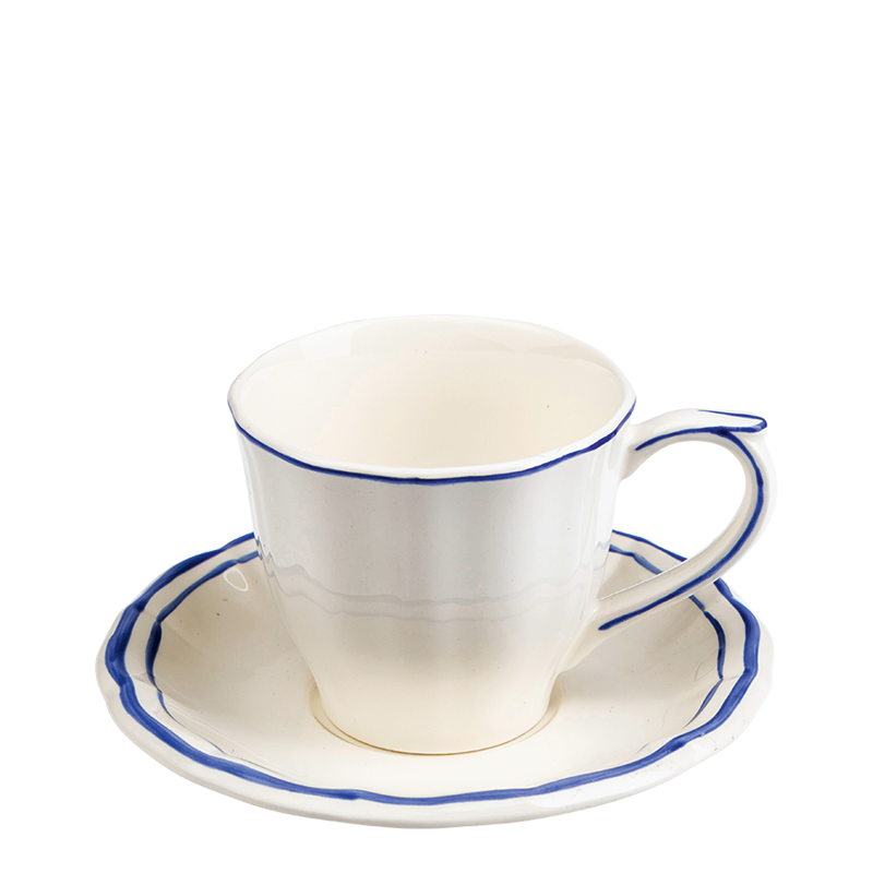 Teetasse und Unterteller Gien blau 17,5 cl
