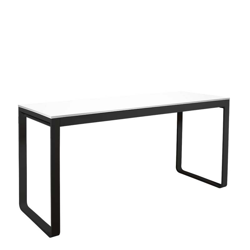 Table haute noire plateau blanc 80 x 230 cm H 110 cm