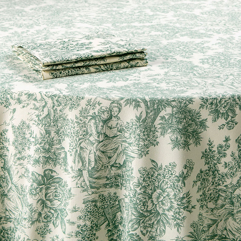 Tischtuch Toile-de-Jouy grün 200 x 300 cm