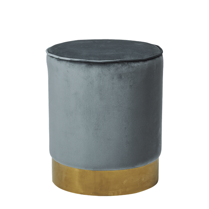 Pouf Belle époque Gris bleu Ø 40 cm H 42 cm