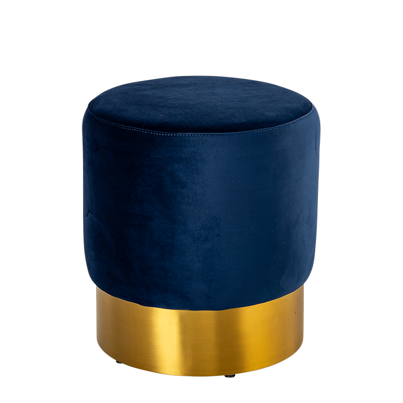 Pouf Belle époque Bleu nuit Ø 40 cm H 42 cm
