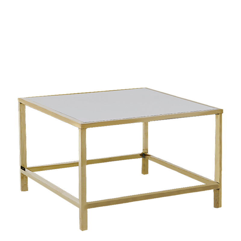 Table basse Unico carrée or plateau blanc 65 x 65 cm H 40 cm