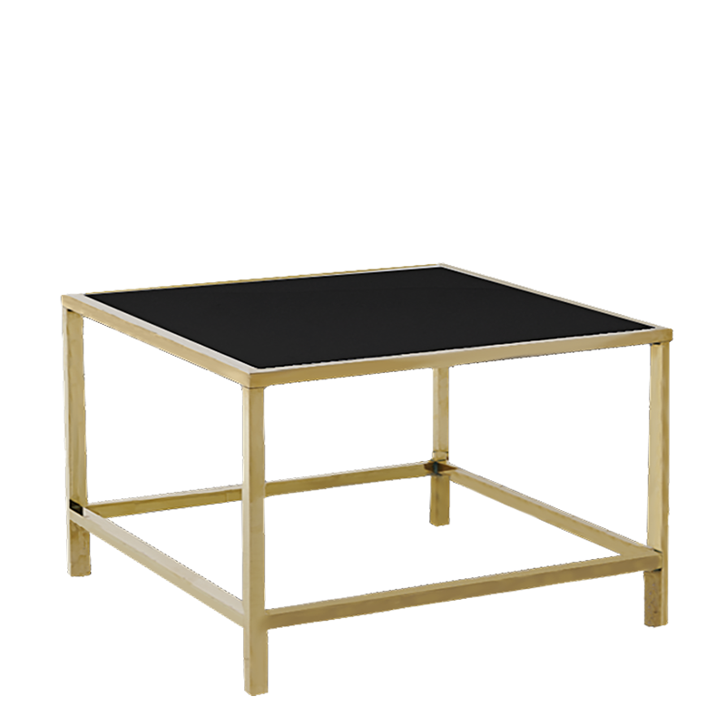 Table basse Unico carrée or plateau noir 65 x 65 cm H 40 cm