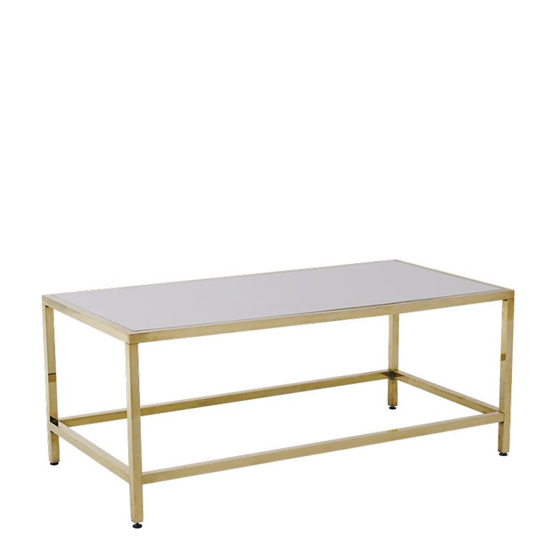 Table basse Unico rectangulaire or plateau blanc 120x55 cm H40cm