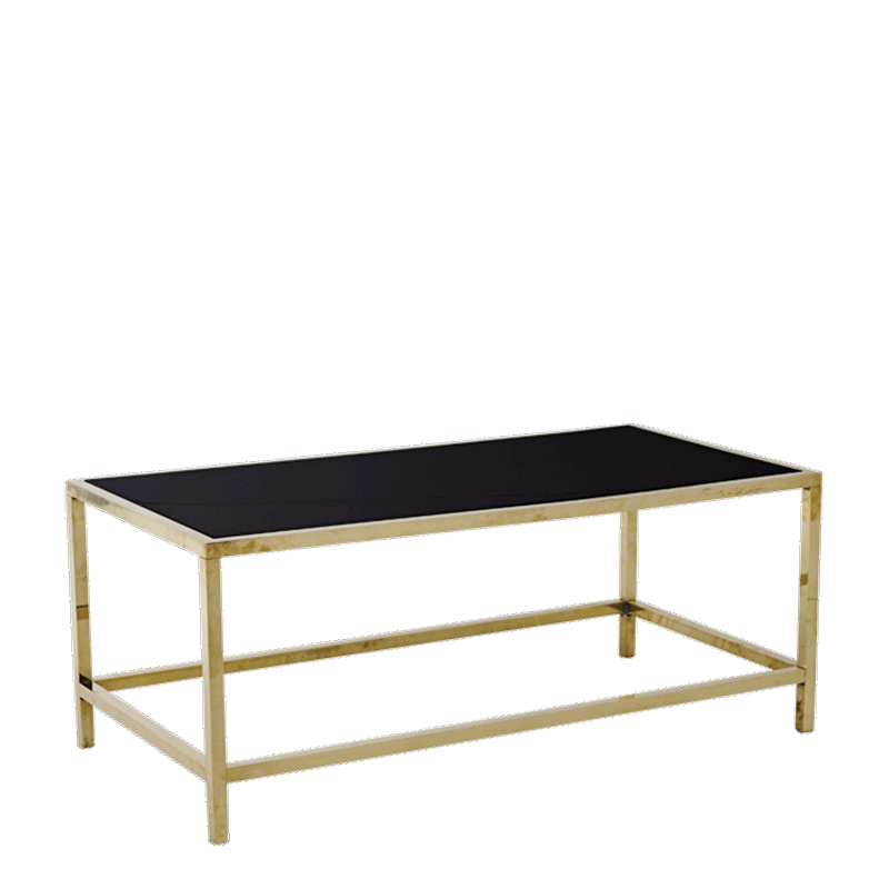 Table basse Unico rectangulaire or plateau noir 120x55 cm H 40cm