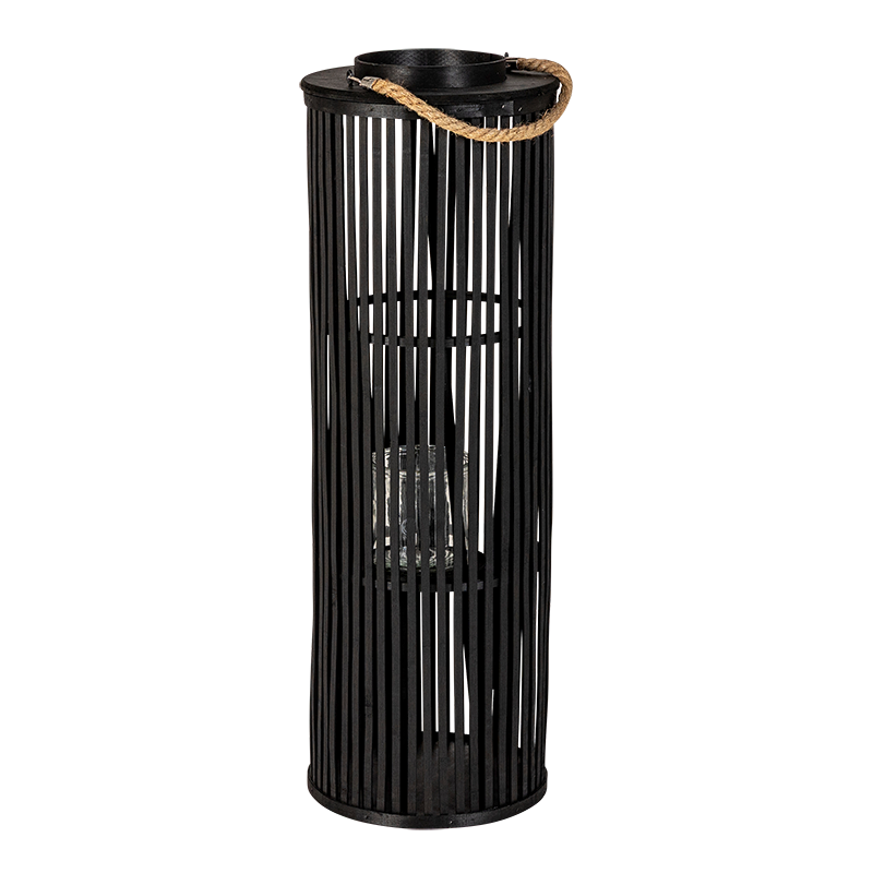 Laterne Bambus schwarz  Ø 27 cm H 80 cm