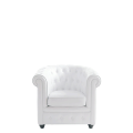 Fauteuil Chesterfield blanc l 82 P 75 H 75 cm