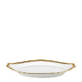 Platte oval klein Weiss-Gold