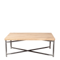 Table basse croisée acier plateau bois 64 x 101 cm H 35 cm