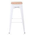 Barstuhl / Hocker Industrial weiss mit Holzsitz H 78 cm