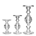 Kerzenhalter-Trio aus Glas H 22 cm – 29.9 cm – 34.5 cm