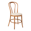 Chaise Bistrot teinte noyer avec galette lin ficelle