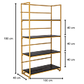 Etagère dorée et noire 40 x 100 cm H 180 cm
