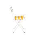 Chaise Trocadéro blanche avec assise rayée jaune