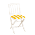 Chaise Napoléon III blanche pliante avec galette rayée jaune