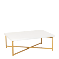 Couchtisch Kreuzgestell Gold Platte weiss 64 x 101 cm H 35 cm