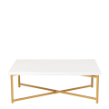 Couchtisch Kreuzgestell Gold Platte weiss 64 x 101 cm H 35 cm