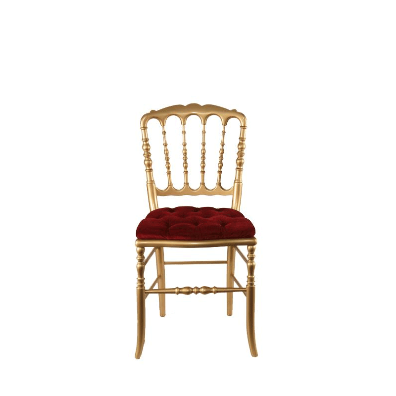 Chaise Napoléon III dorée fixe velours rouge