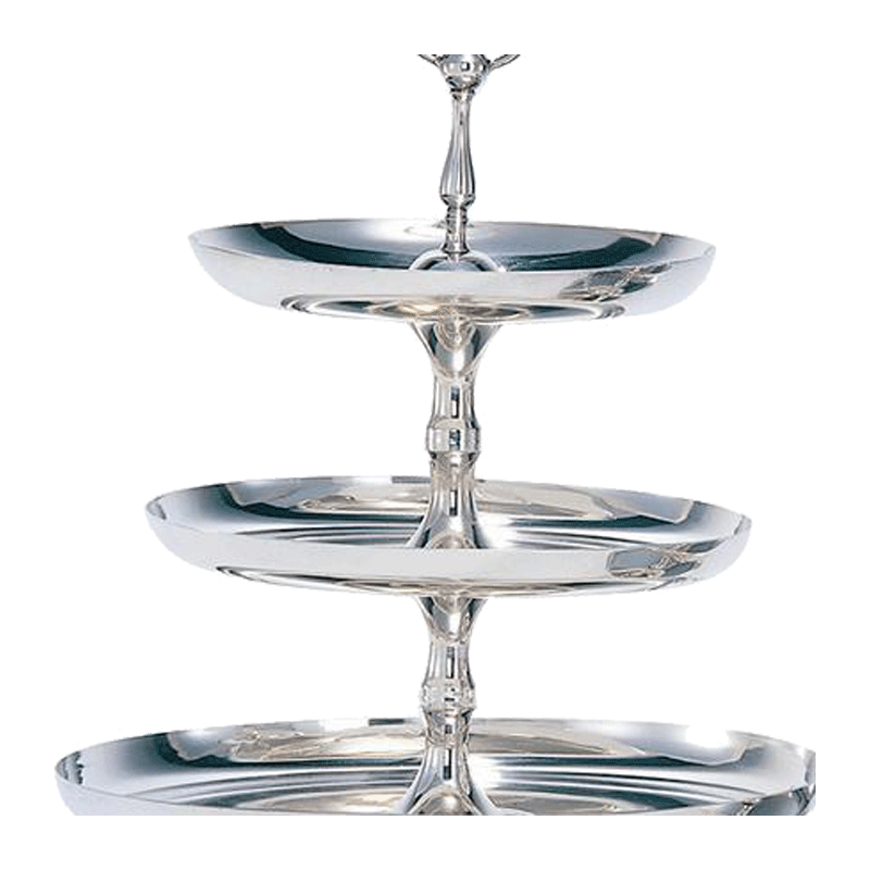 Etagere Silber H 68 cm, Platten Ø 45, 35 et 28 cm