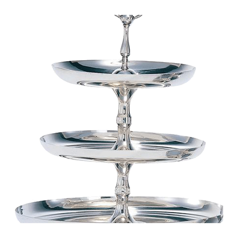 Etagère Silber H 68 cm, Platten Ø 45, 35 et 28 cm