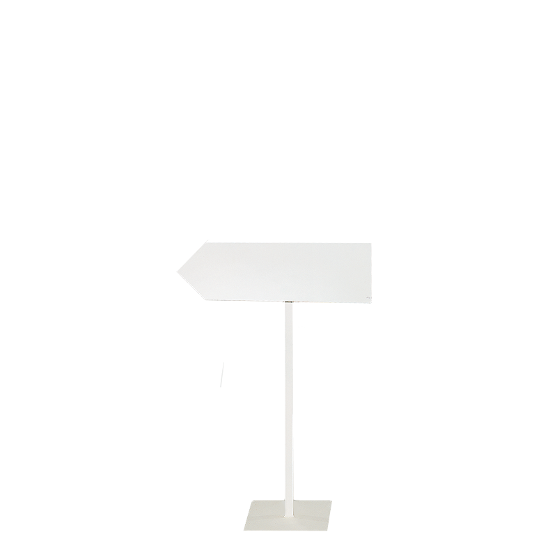 Wegweiser (links) mit Fuss H 100 (regulierbar) Pfeil 69 x 20 cm
