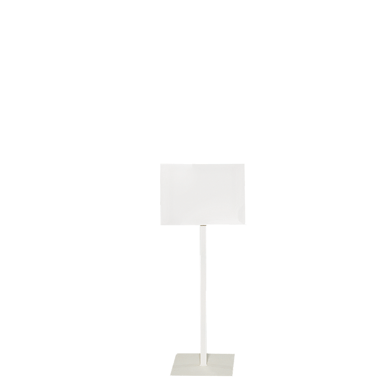 Tafel mit Fuss weiss Format 30 x 40 cm H 90 bis 150 cm