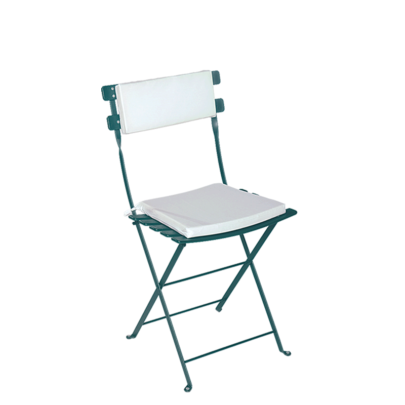 Stuhl Trocadero grün mit Sitzkissen und Rückenpolster weiss