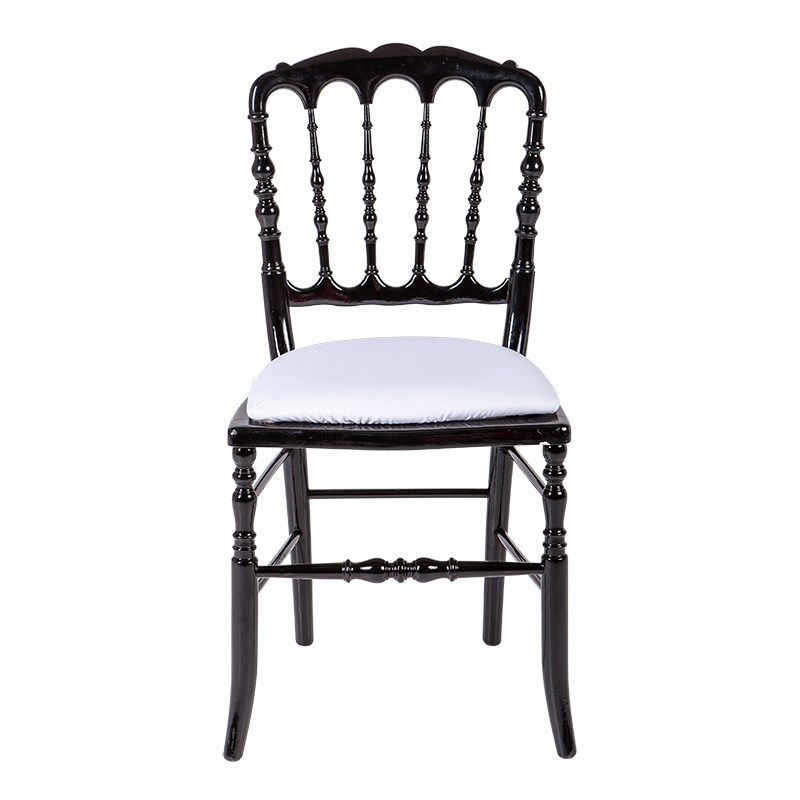 Stuhl Napoleon III schwarz Chintz weiss