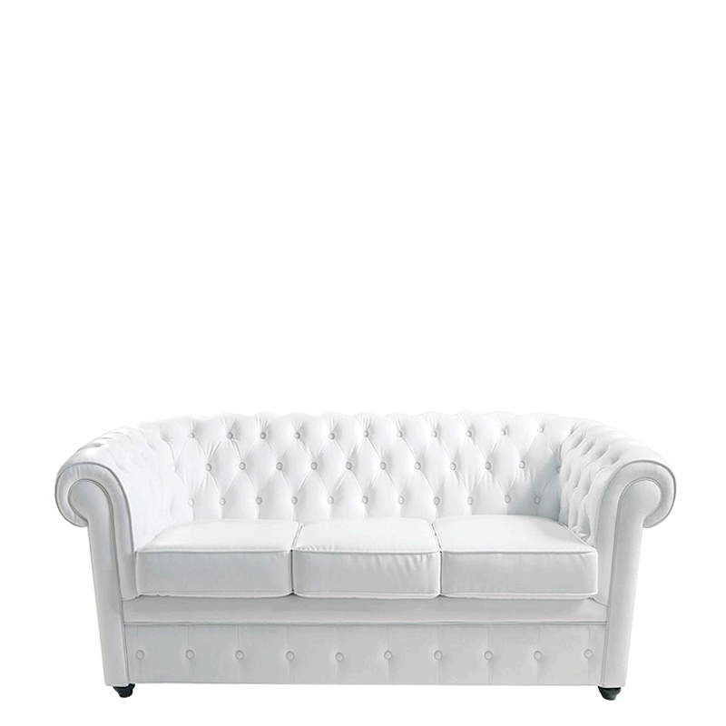 Canapé Chesterfield blanc 92 x 202 cm H 76 cm