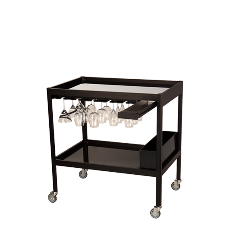 Cocktailwagen schwarz 60 x 90 cm H 95 cm