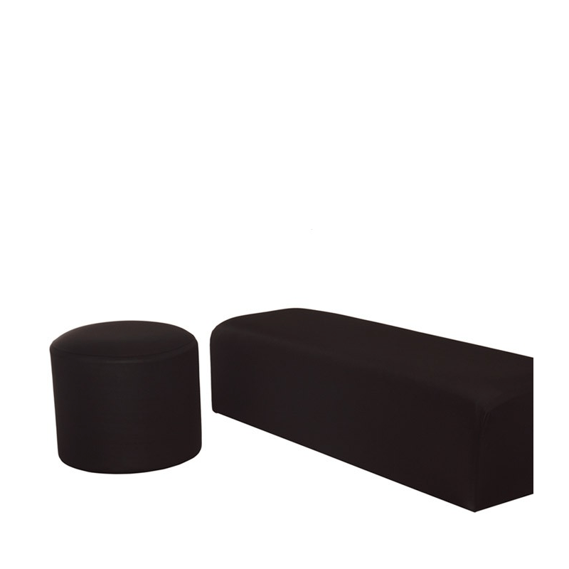 Pouf rond houssé noir Ø 50 cm H 45 cm