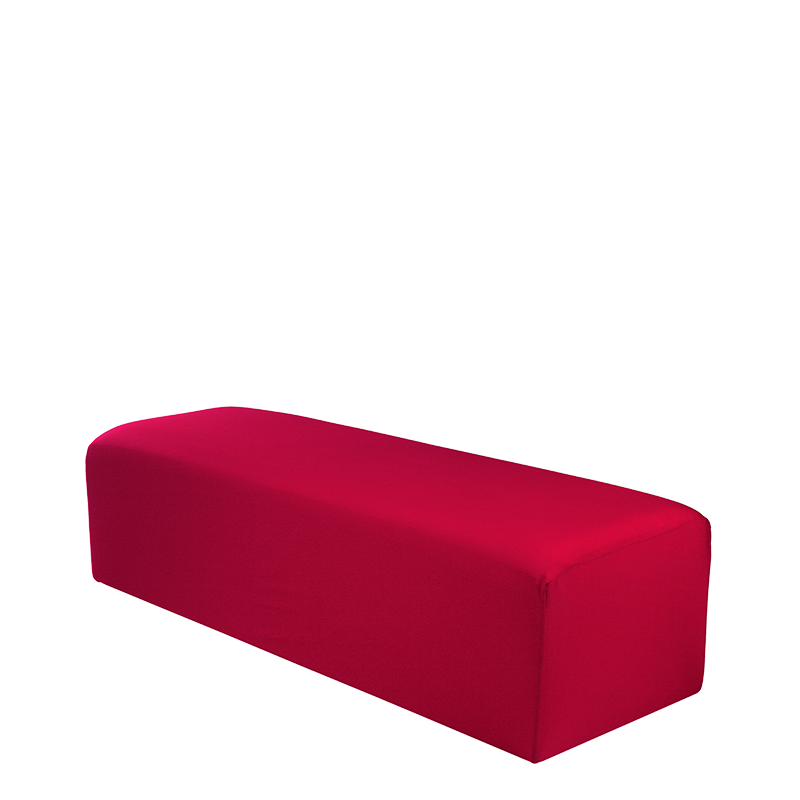 Banquette houssée rouge 50 x 150 cm H 40 cm