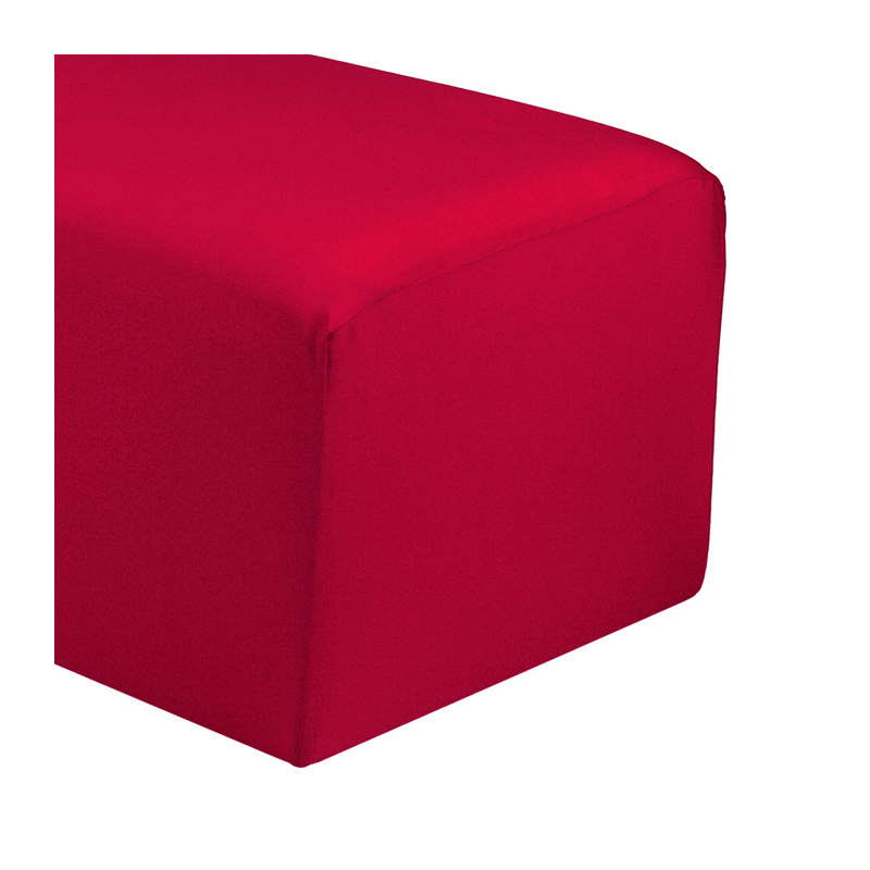 Sitzbank rechteckig mit roter Husse 50 x 150 cm H 40 cm