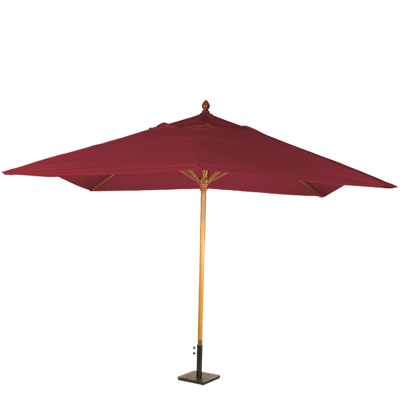 Parasol Louisiane rouge vif 300 x 300 cm + socle acier 30 x 30 cm