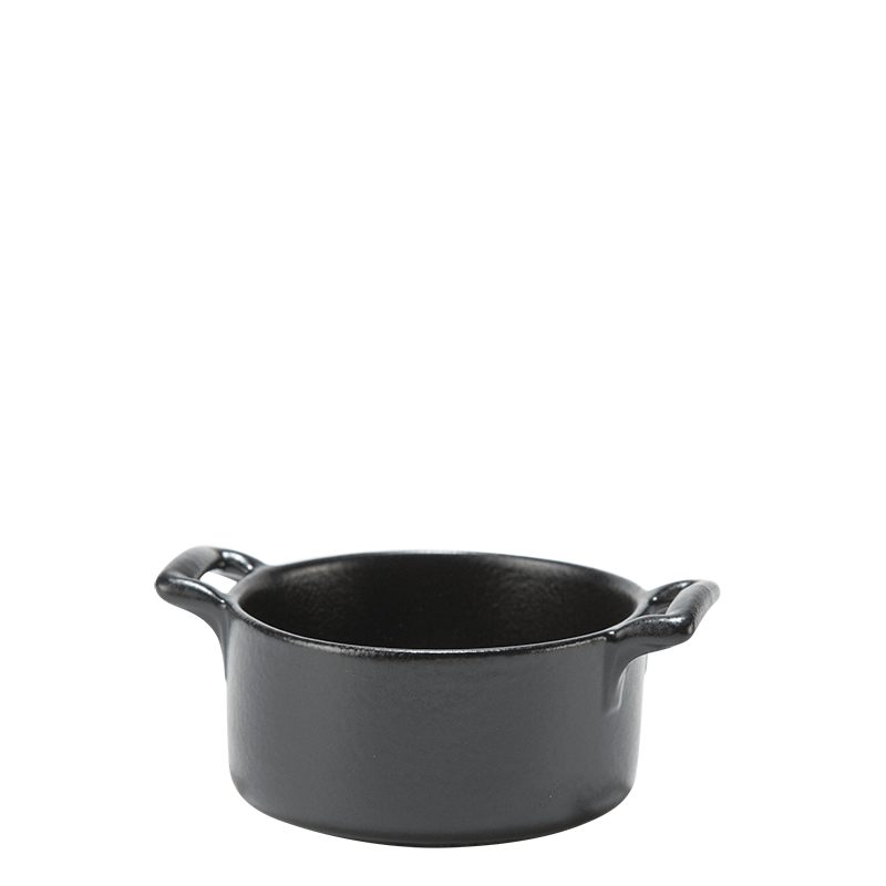 Mini-Kochtopf aus Porzellan schwarz Ø 7,2 cm H 3,5 cm 8 cl