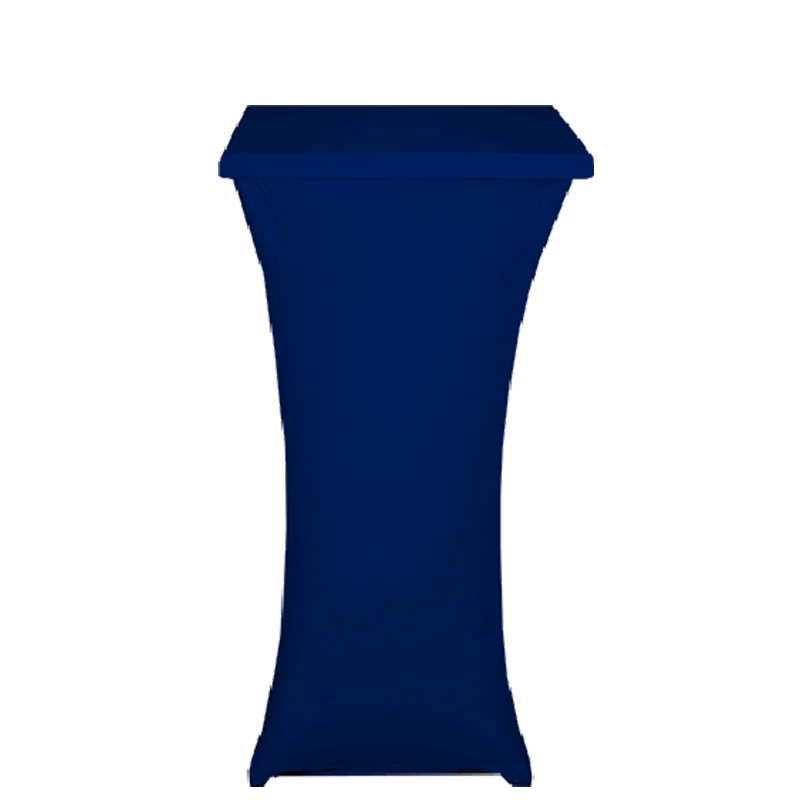 Stehtisch Stahl viereckig mit Husse blau 60 x 60 cm H 111 cm