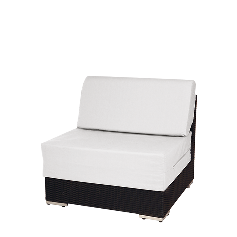 Module central Lounge tressé gris 80 x 80 cm H 67 cm