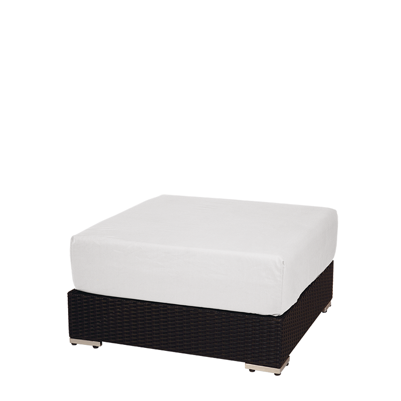 Pouf carré Lounge tressé gris 80 x 80 cm H 40 cm